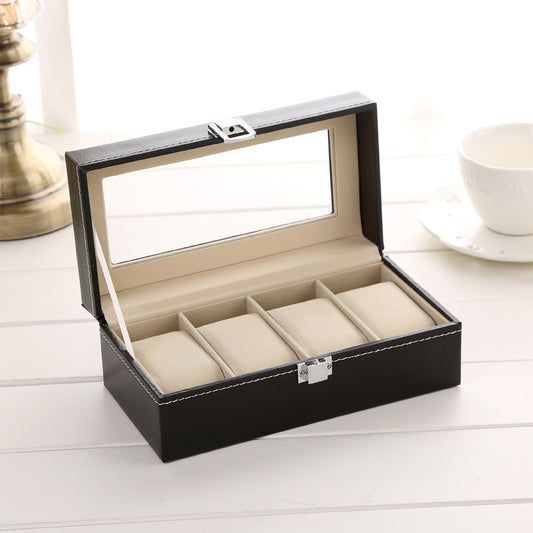 Watch Box Leather Simplicity Transparent Window Packaging Box