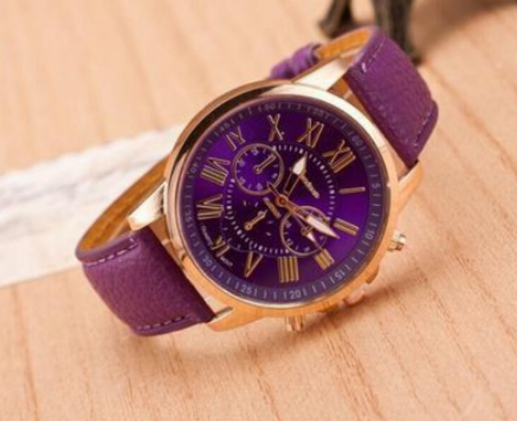 The latest three-eye belt watch Geneva GENEVA belt watch double-faced watch