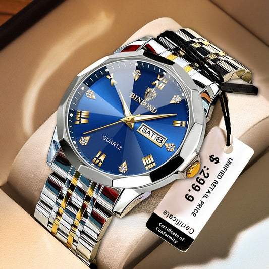 Men's New Style Middle School Student Double Calendar Electronic Quartz Watch Waterproof