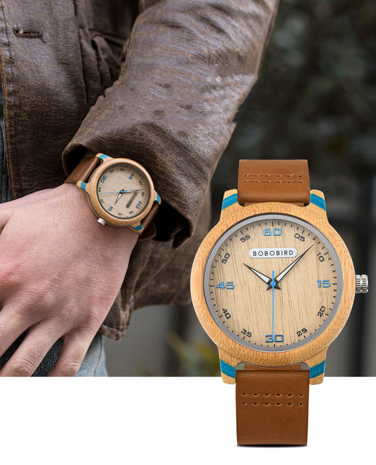 Creative Log Color Wooden Watch Quartz Movement