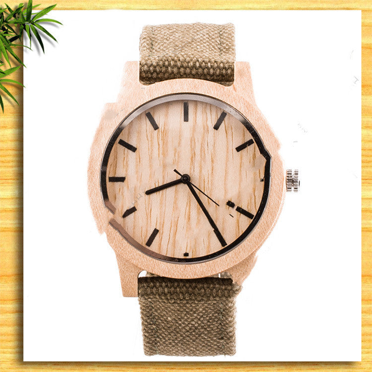 Men's And Women's Casual Wooden Canvas Strap Watch