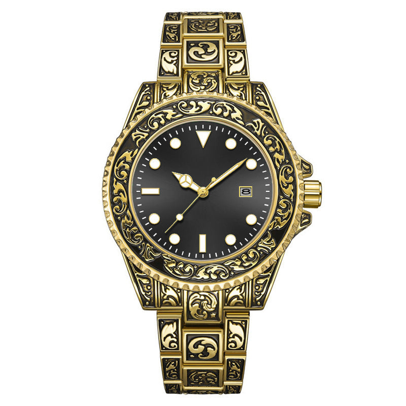 Men's Vintage Engraving Business Quartz Watch