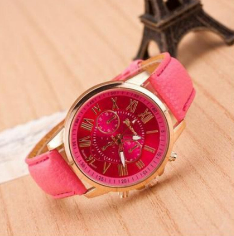 The latest three-eye belt watch Geneva GENEVA belt watch double-faced watch