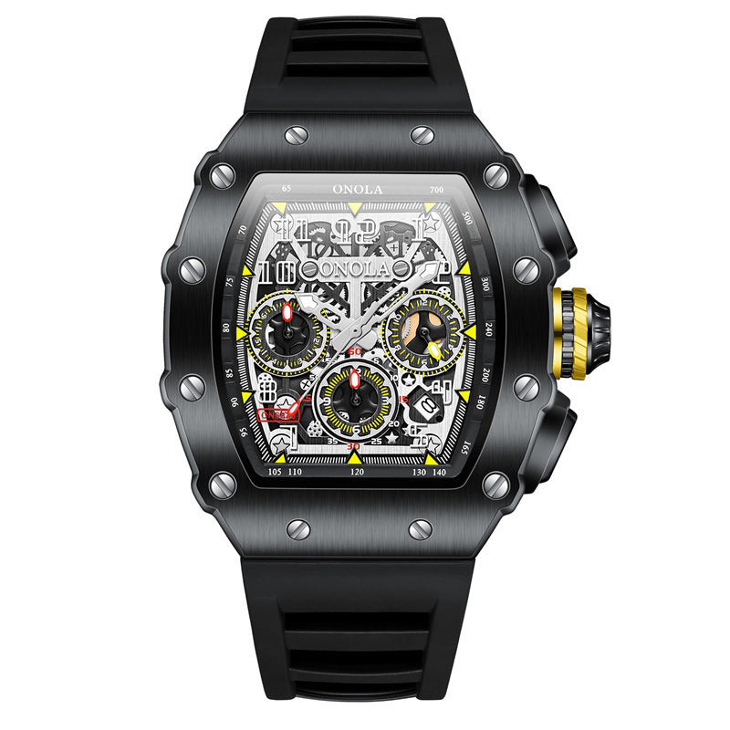 Multifunctional Waterproof Quartz Men's Silicone Band Sport Watch