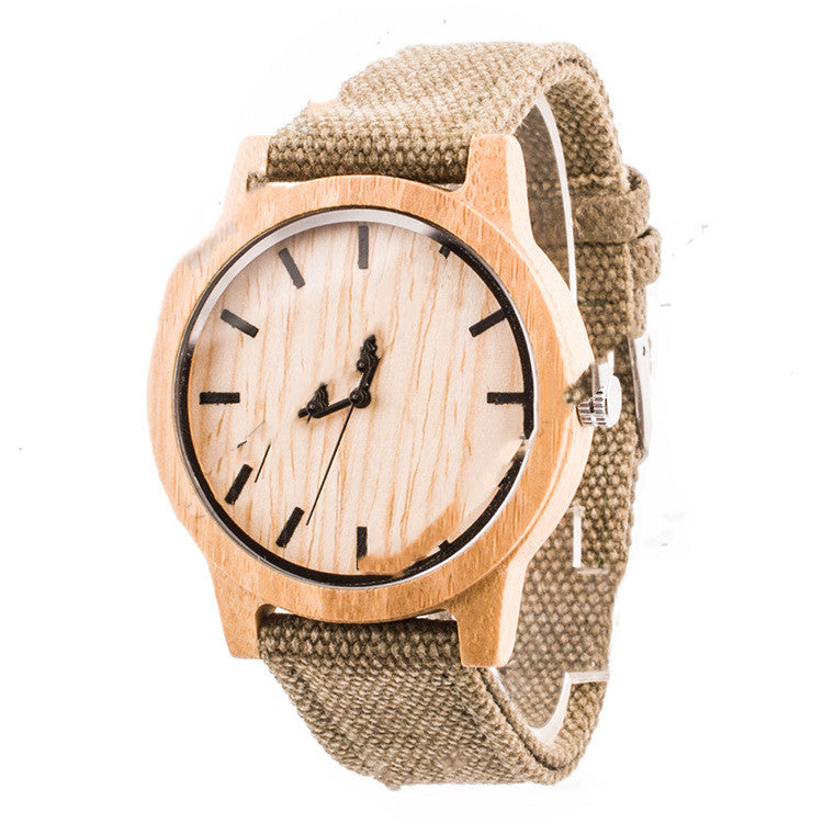 Men's And Women's Casual Wooden Canvas Strap Watch