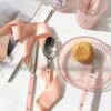 10-Pcs Sleek Modern Pinky Flatware Silverware Flatware Set - immagine 2