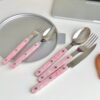 10-Pcs Sleek Modern Pinky Flatware Silverware Flatware Set - immagine 5