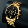 2023 Fashion Men Gold Stainless Steel Watch Luxury Calendar Quartz - immagine 4
