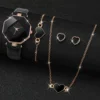 5PCS/Set Women's Watch Fashion Leather Band Analog Quartz Watches - immagine 2