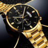 2023 Fashion Men Gold Stainless Steel Watch Luxury Calendar Quartz - immagine 3